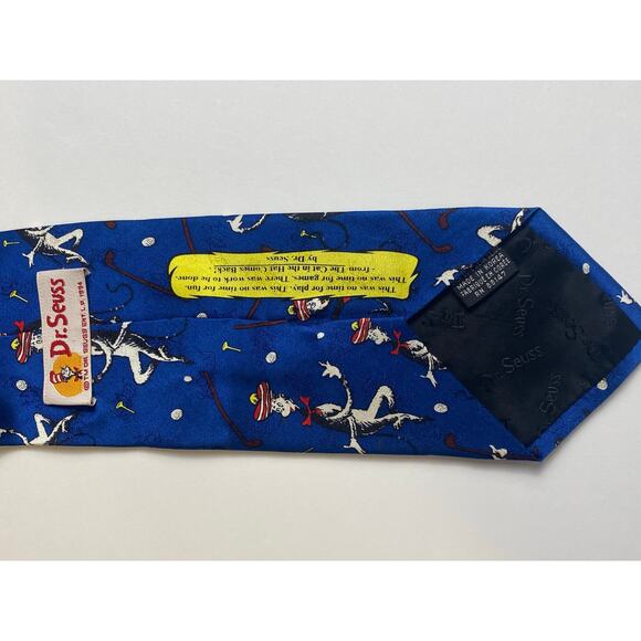 Dr. Seuss The Cat in the Hat Blue Golf Tie 100% Silk Vintage Circa 1994 - Picture 12 of 12
